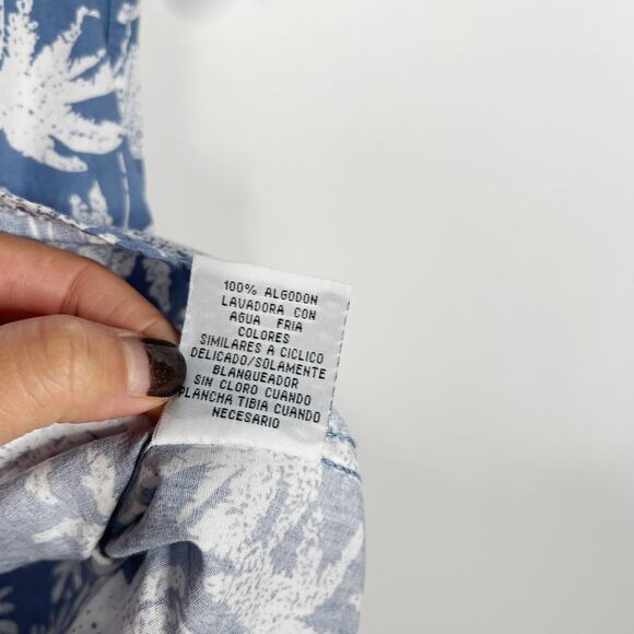Molokai Surf Co Mens XLarge Blue White Palm Button Down Shirt Aloha Hawaiian - Picture 8 of 8